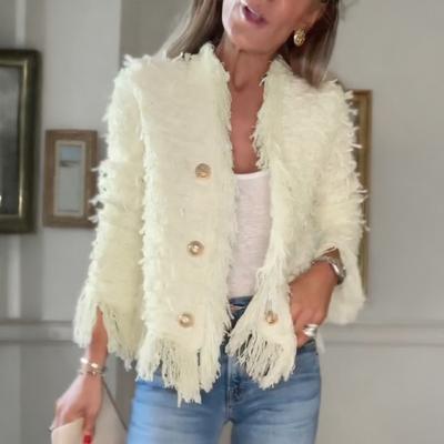 Cardigan da Donna Aperto Davanti in Pelliccia Sintetica Sfocato Elegante Giacca Shaggy Casual Manica Lunga Cappotto Autunno Inverno Capispalla