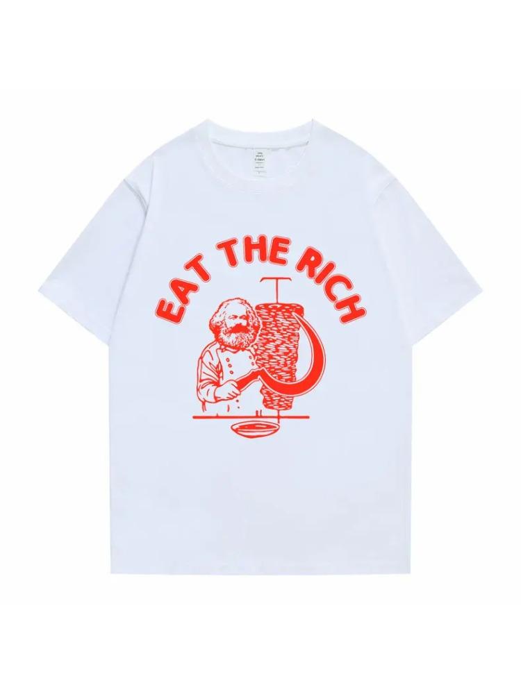 Новая забавная мужская и женская повседневная футболка Ешь богатых Донер DC3B6ner Кебаб Карл Маркс Социалист Хасан Пайкер Графические футболки S