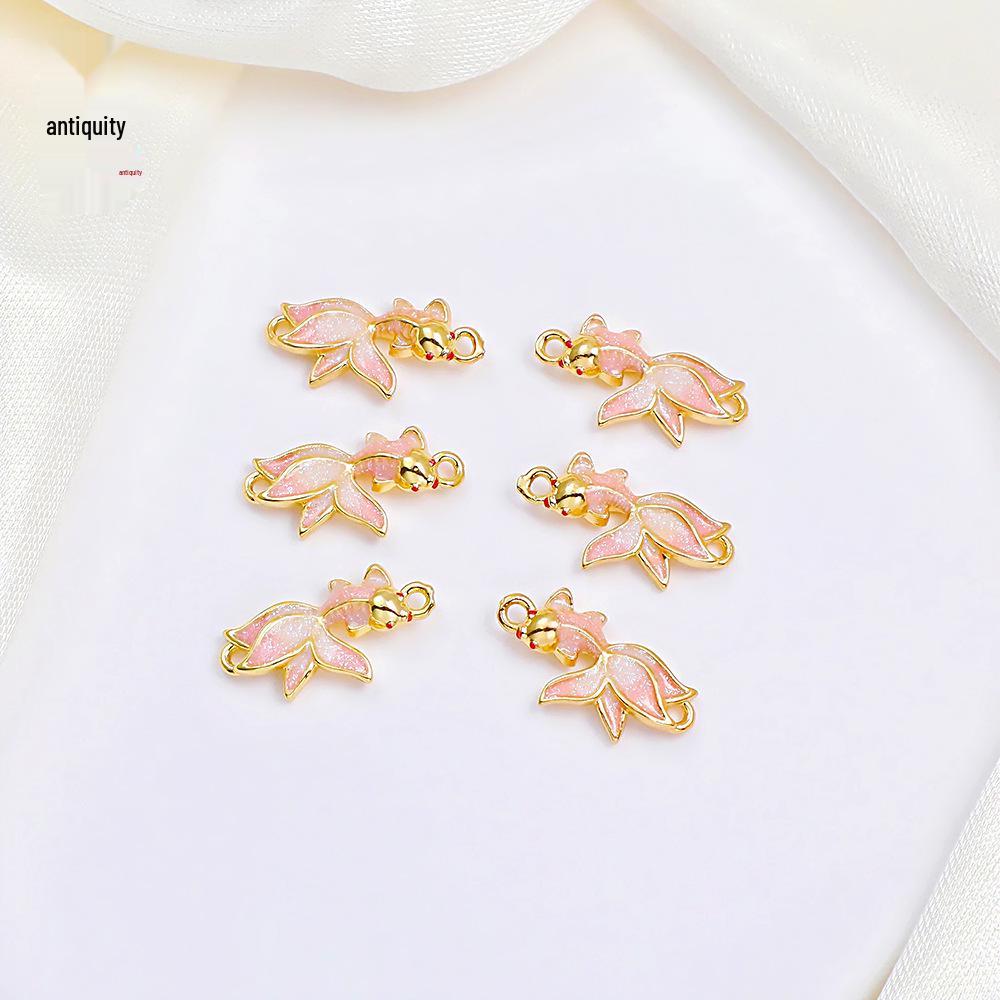 Кулон-коннектор в китайском стиле, эмаль, золотая рыбка, для DIY украшений