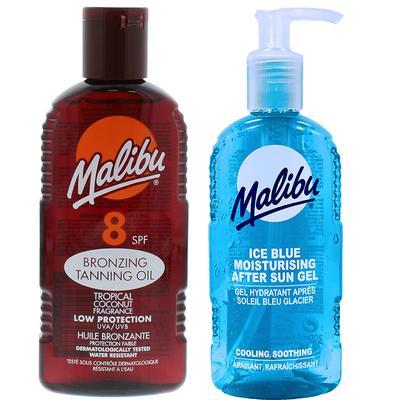 Malibu Sunscreen Oil SPF8 200ml + Ice Blue After-Sun Gel 200ml