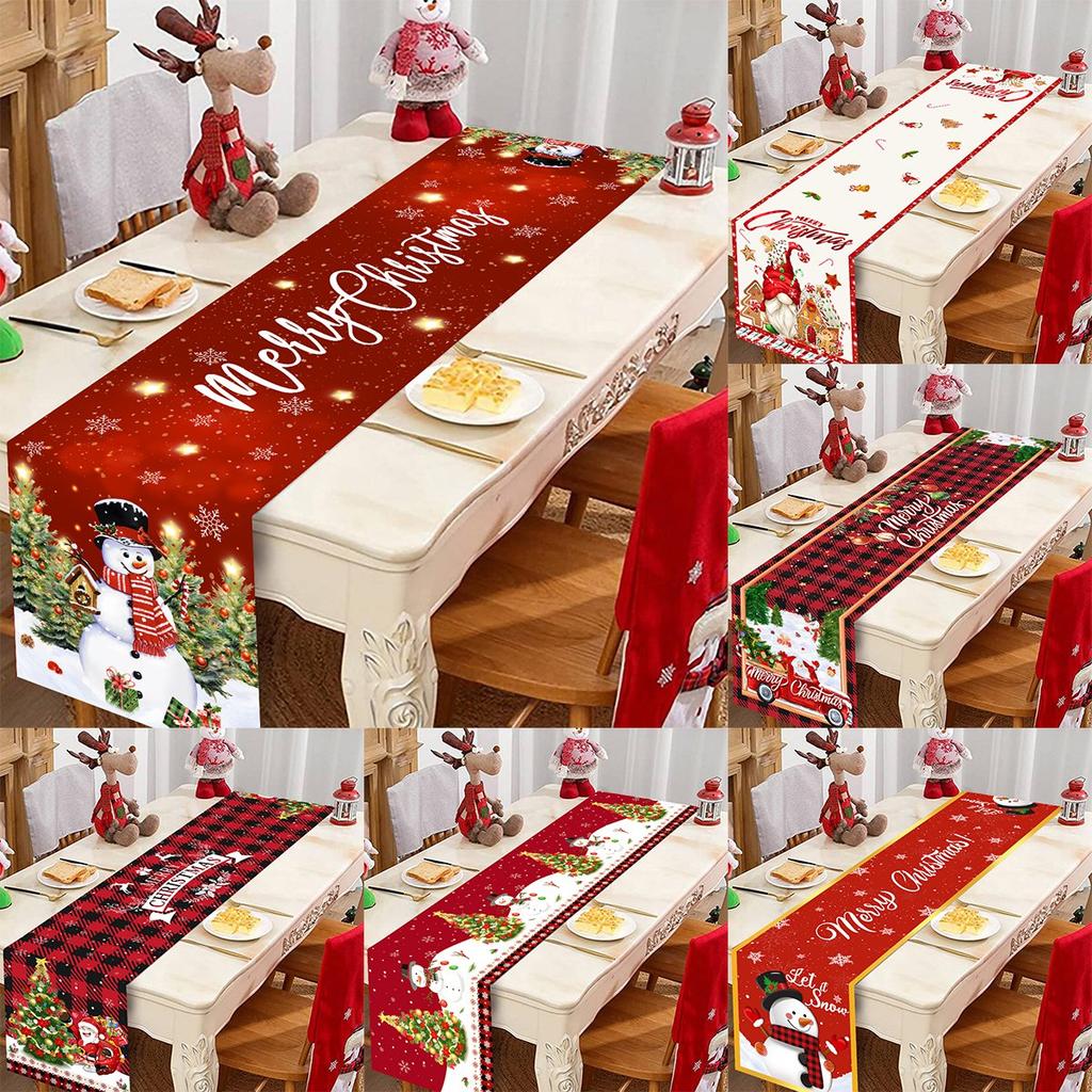 Christmas Ball Buffalo Plaid Table Runner Merry Christmas Decorations For Home Decor Xmas Table Flag Cover Gifts Happy New Year