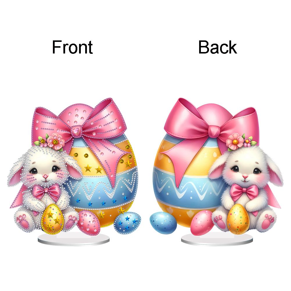 Easter Bunny Eggs Table Top Diamond Painting Ornament Kits Acrylic Special Shaped 5D DIY Diamond Art Tabletop Decor for Beginner