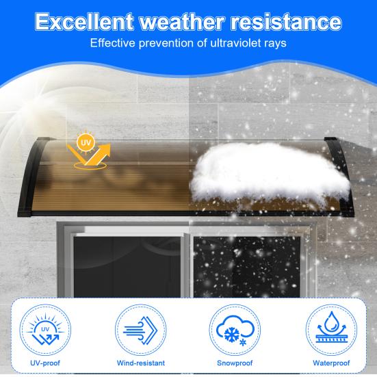 Türvordächer Außenmarkise für Türeingang Fenstermarkise Vordach Außen mit Kunststoff-Stahlhalterung UV Regen Schneeschutz Türvordach