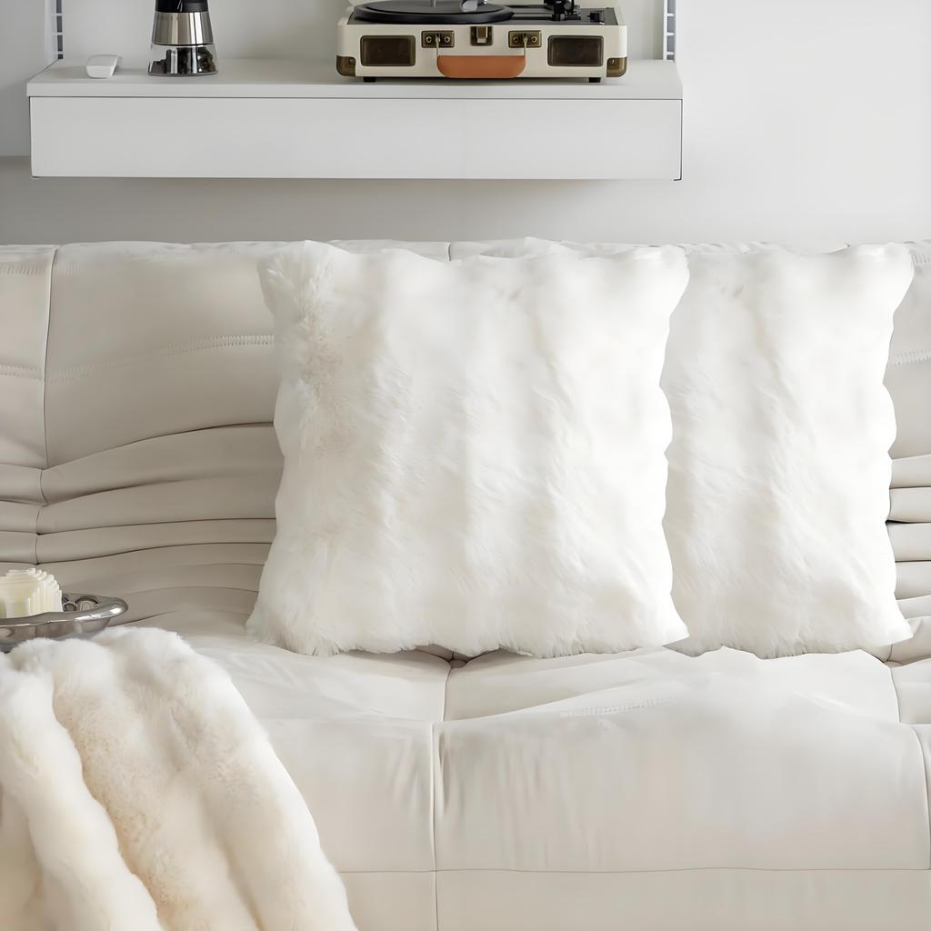 Cloud-Like Faux Fur Pillow Covers (Set of 2), 18x18 Inch Plush Decorative Pillowcases for Couch and Bedroom