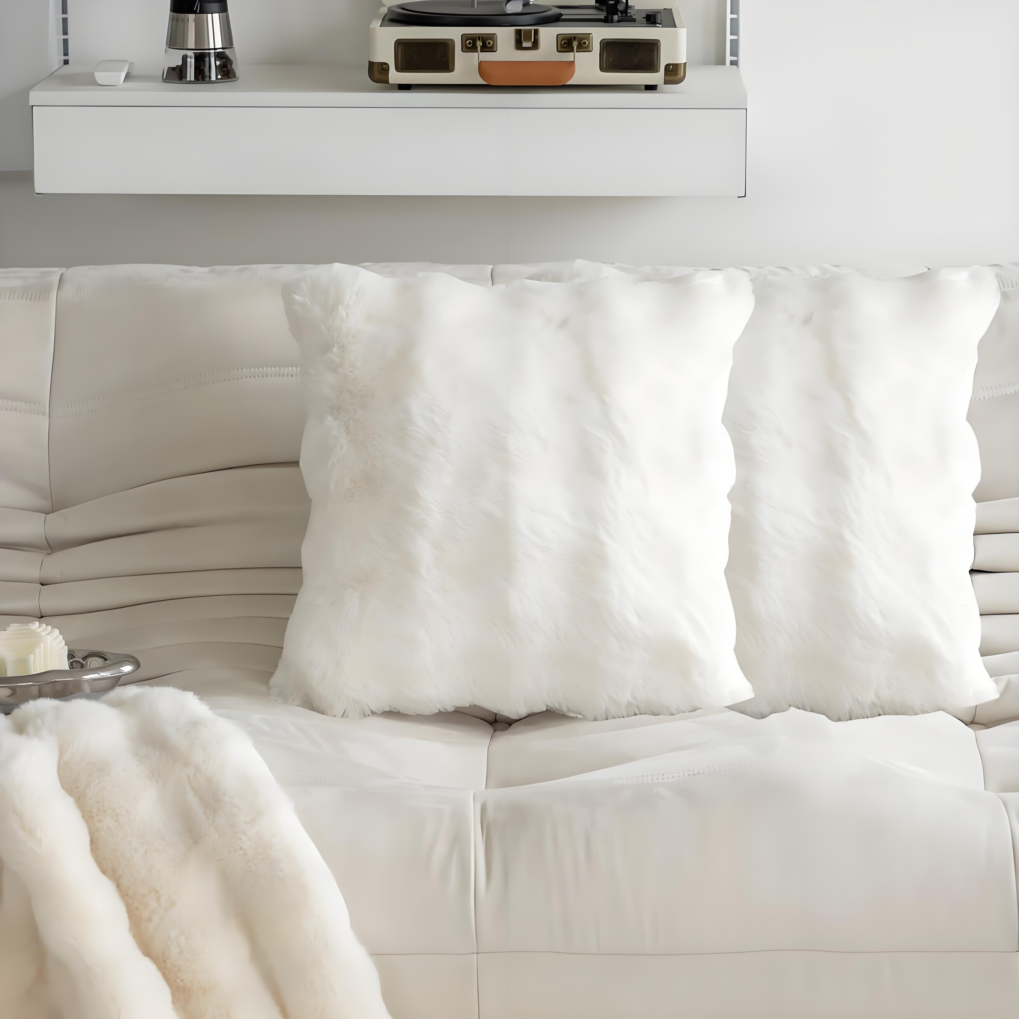 

Cloud-Like Faux Fur Pillow Covers (Set of 2), 18x18 Inch Plush Decorative Pillowcases for Couch and Bedroom 2 Pack белый