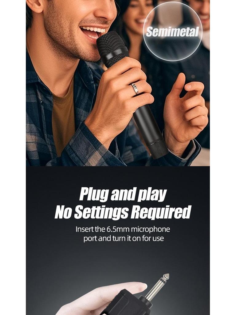 Rechargeable Wireless Metal Microphone for Stage, Home, KTV, Outdoor Speaker, Conference, and Performance.