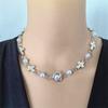 Women's Fashion Necklace with Pearls Bead Stylish Beaded Necklace Jewelry Delicate Crosses Heart Neckchain Ornament