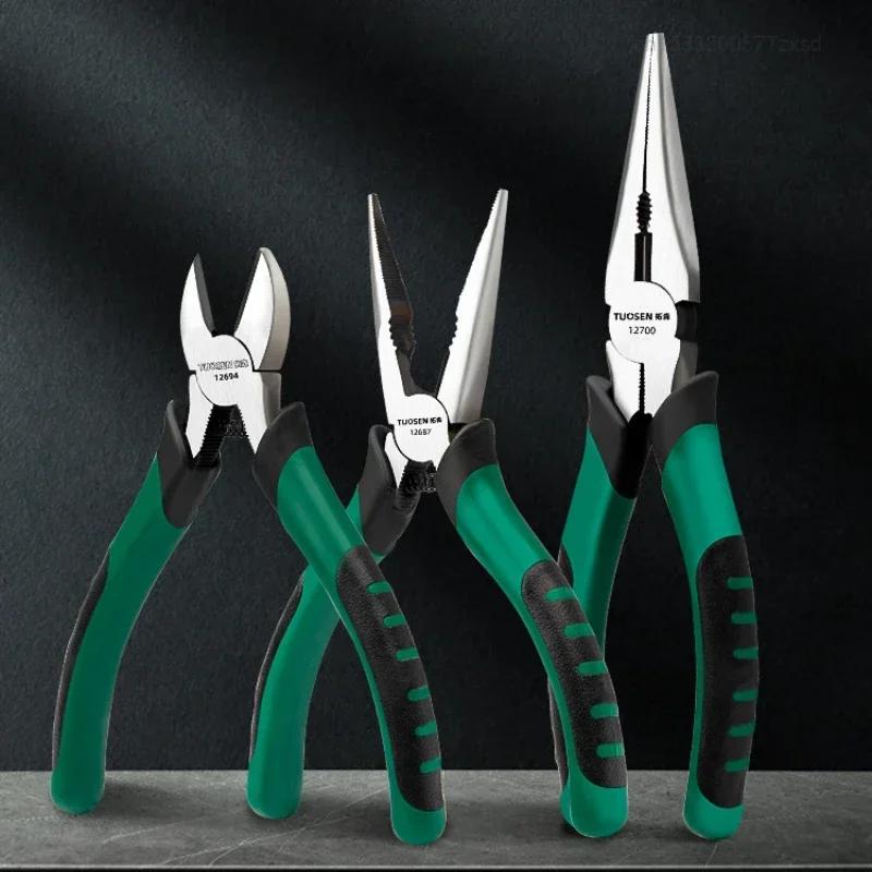 Multifunctional Universal Wire Cutters-6/8inch Industrial Needle Nose Diagonal Pliers Hardware Tools for Electricians & Repairs