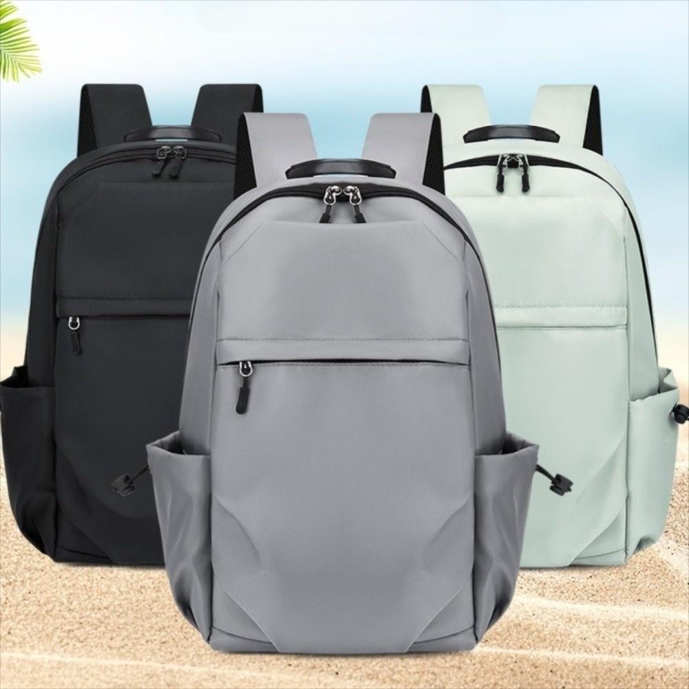 Solid Color Men Backpack Large Capacity Multifunctional Student School Bag Lightweight Laptop Bag Oxford Cloth Backpack Hiking