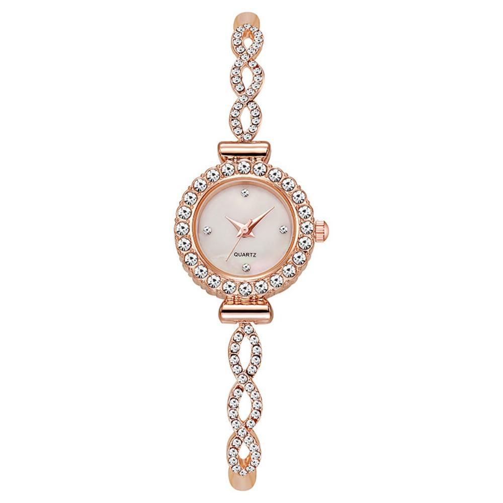 with Adjustable Bracelet Rotundity Shaped Watch Rhinestone Women Wristwatch Women Girl