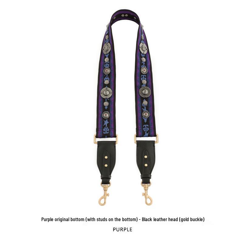 Ma Huang Shi Women's Genuine Leather Vintage Saddle Bag Strap with Rivets