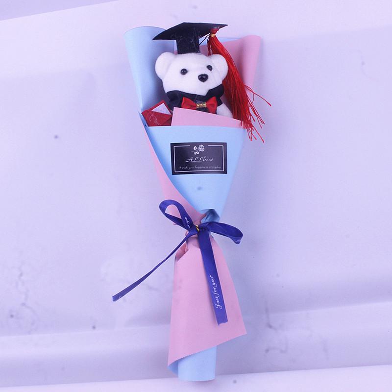 Graduation Bear Bouquet with Sunflower, Rose, and Doctor's Hat - Perfect Gift for Bachelor's or Master's Grad