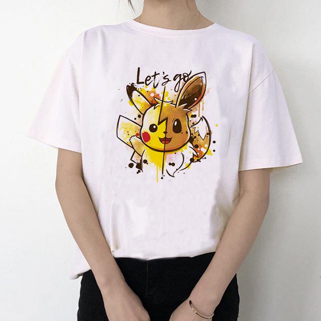 Pokemon Go Kawaii Pikachu Harajuku Camiseta Mujer Ullzang