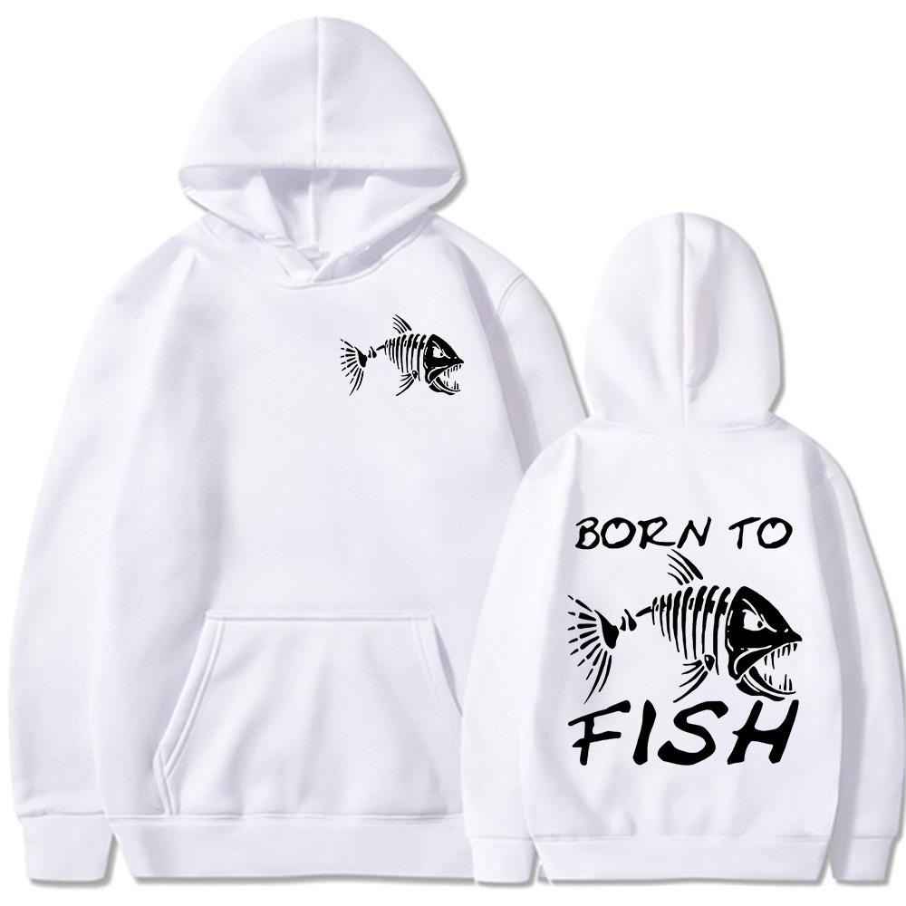 Born To Fish Funny Fashion Fisherman Hoodies Humor Fishing Lover Long Sleeves Sweatshirts Men's Clothing Loose Pullovers
