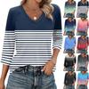 Women's V Neck 3/4 Sleeve Tops Casual T Shirts Basic Summer Tees Loose Fit Fall Pullover Tunic