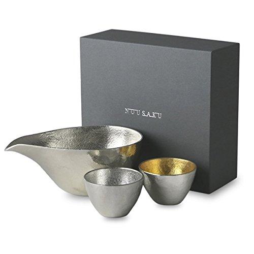 

Nousaku sake set, sake cup tin, 2 pieces of gold leaf, large tin with one mouth