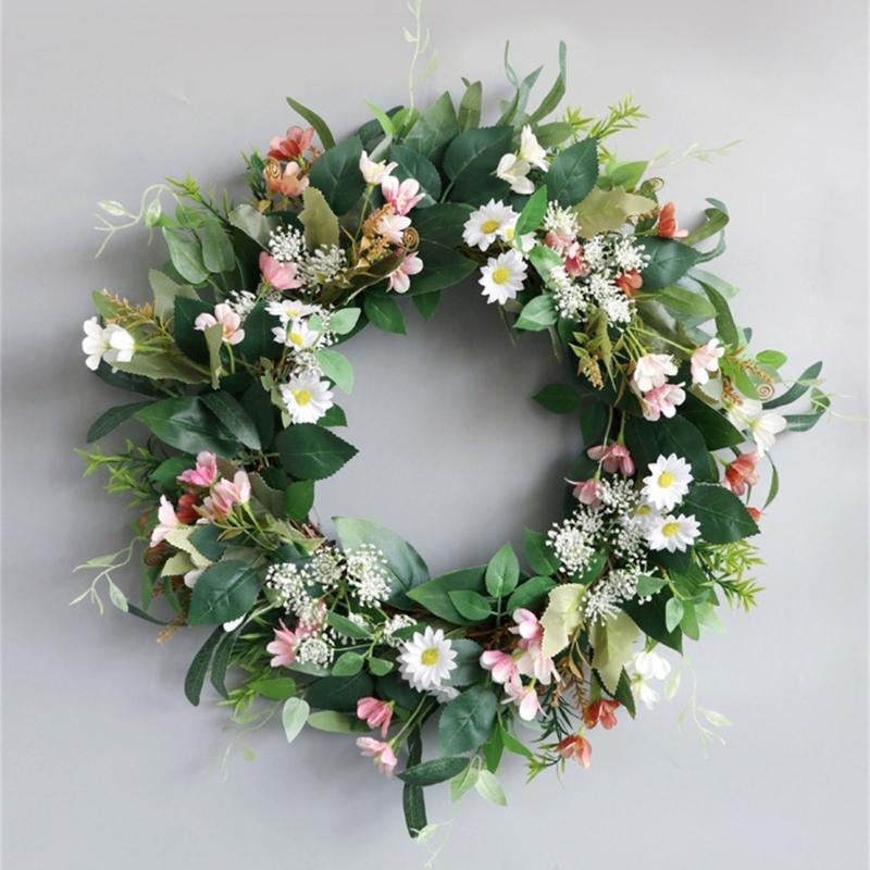 Artificial Flower Wreath Spring Wreath Decoration for Front Door Farmhouses Garden for Wedding Party Home Decoration
