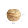 Bamboo Storage Basket Double Layer with Cover Handmade Woven Tea Basket Tabletop Storage Box for Tea Fruit Dried Fruit Snack