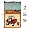 Detailed Illustration of a Vintage Red Plow Tractor Vintage Metal Wall Sign Decor Poster Frames Garage Living Room