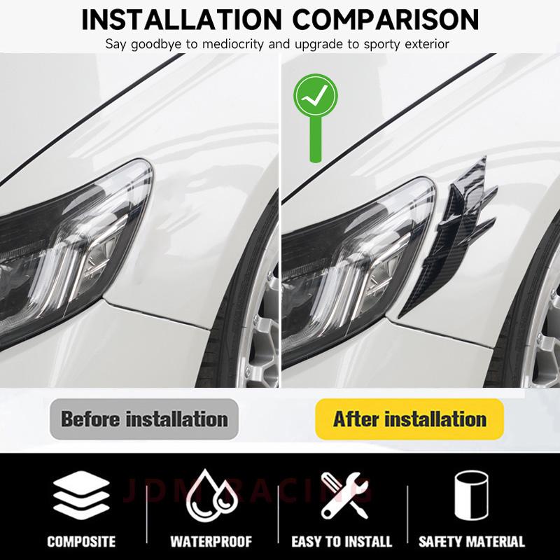 2PCS Auto Headlight Eyebrow Universal Car Lamp Cover Sticker Self-Adhesive Stripe Decal Decoration for Cars Bodys