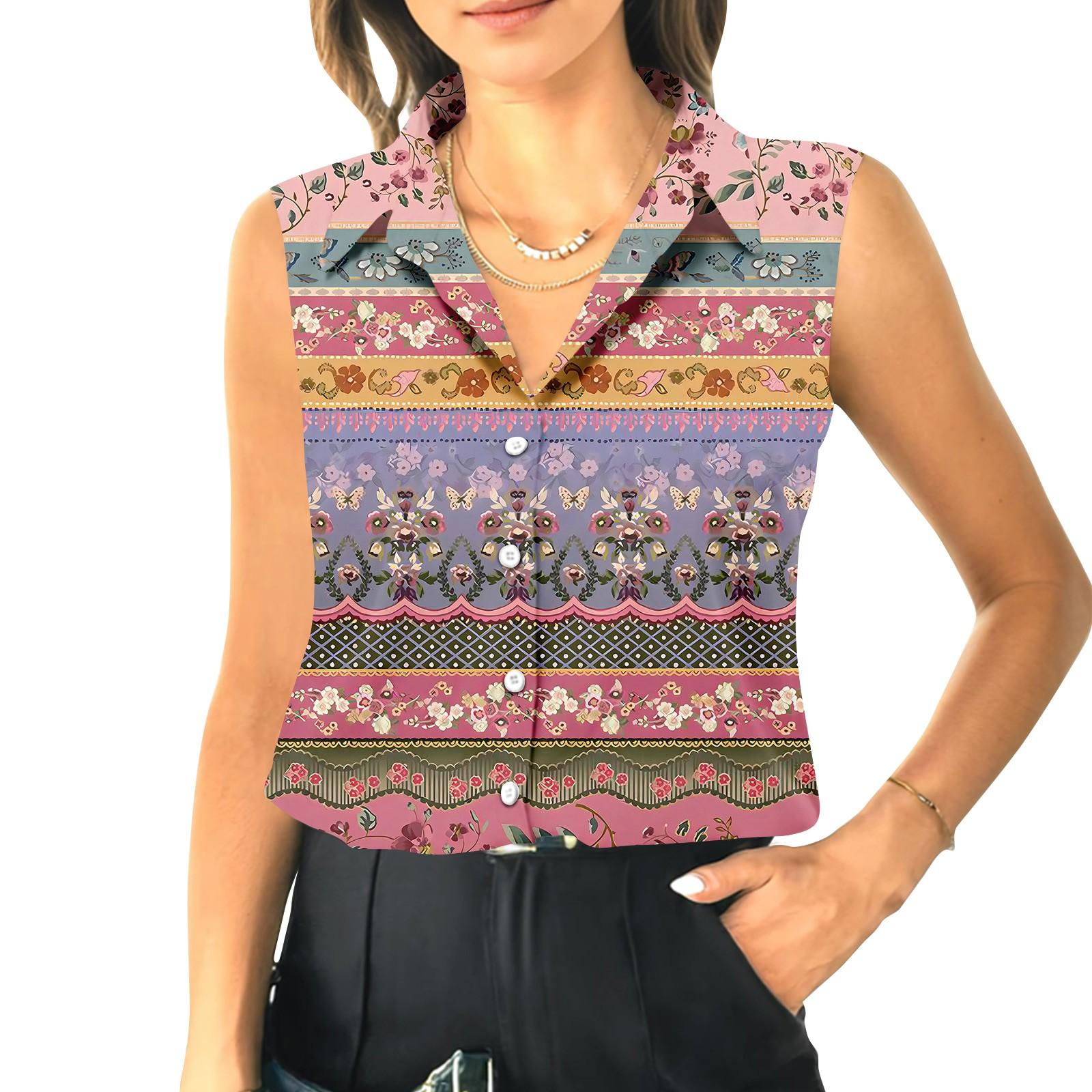 

Женский летний свободный топ без рукавов с воротником-стойкой M красный