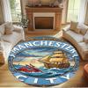 Manchester City FC Print Round Rug, Washable Floor Carpet, For Entryway Dorm Laundry Room Office Study, Home Decor Birthday Christmas Gift