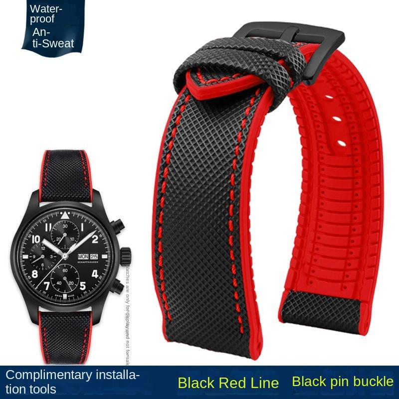 20mm 22mm 23mm 24mm Nylon Rubber Bottom Waterproof Watch Band for Longines IWC Pilot Mark 18 Seiko Omega Series Watchband Strap