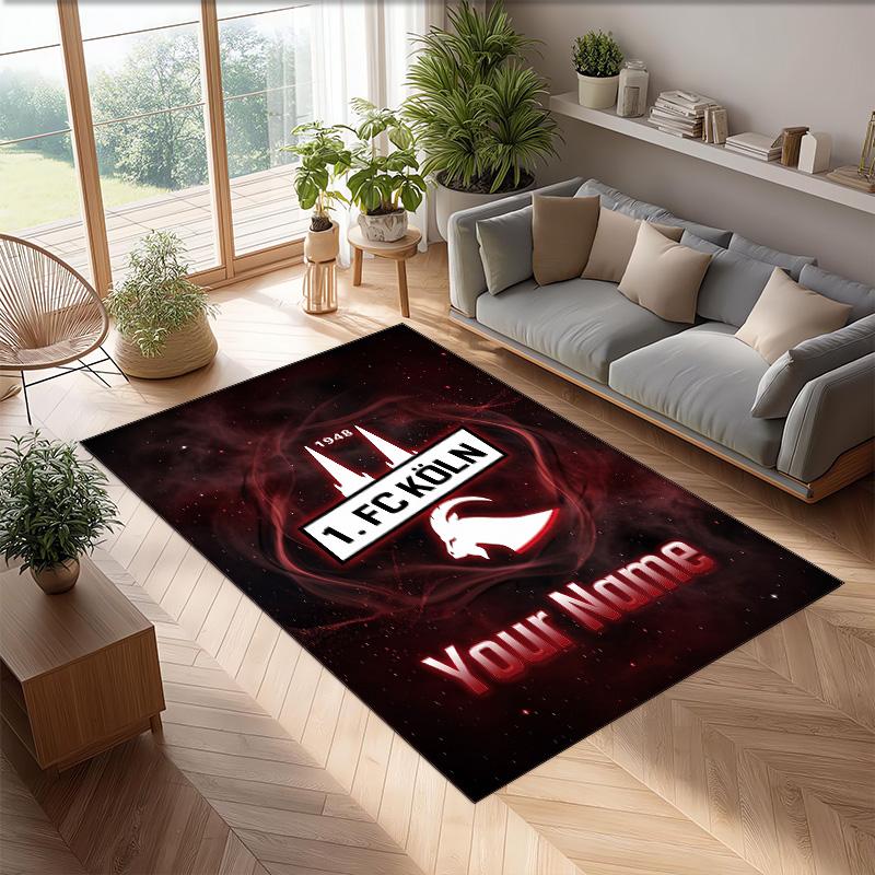 FC Köln Printed Crystal Velvet Rug Non‑Slip Crystal Velvet Carpet For Sofa Bedroom Indoor Home Decoration