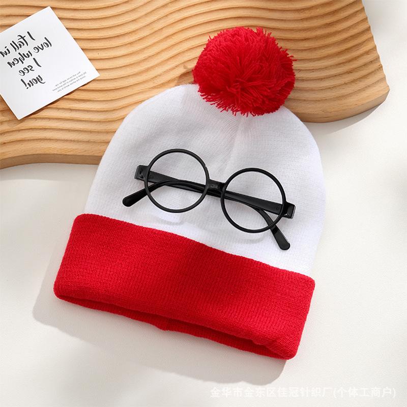2pcs Red Fleece White Beanie Hat with Fleece Pom,winter Warmth Suitable for New Year,Christmas,Holiday Accessories Decorations