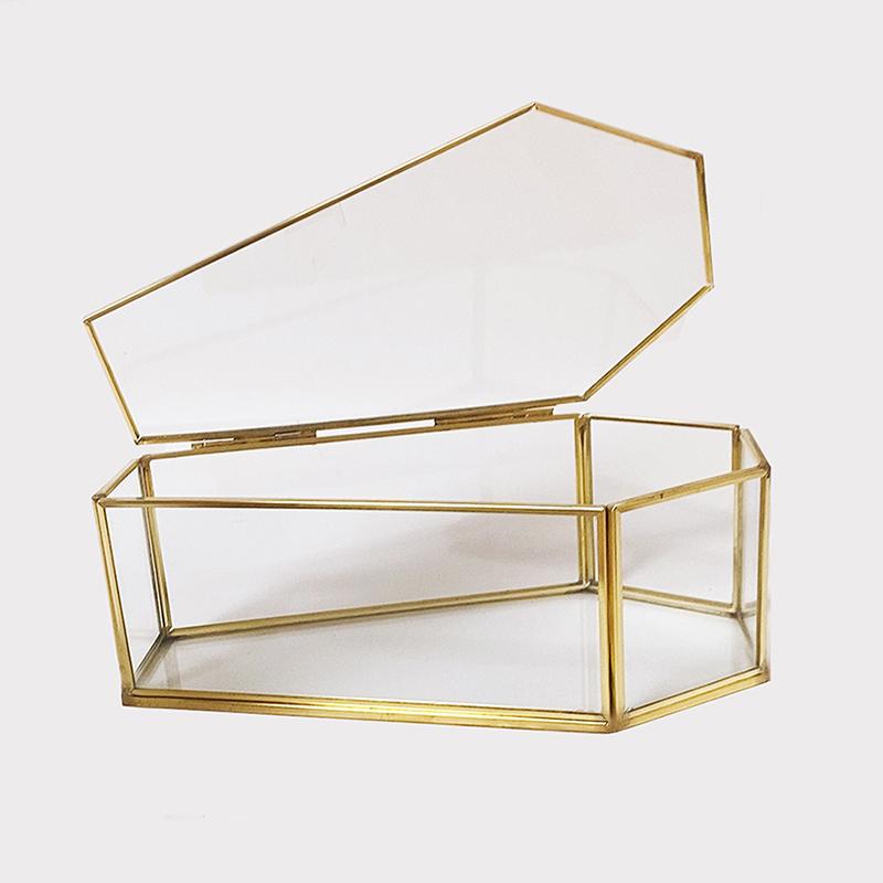 

Готическая шкатулка для украшений из стекла в форме гроба, винтажная витрина, контейнер для хранения на Хэллоуин, шкатулка для памятных вещей с откидной крышкой, поднос для конфет, многофункциональная медный