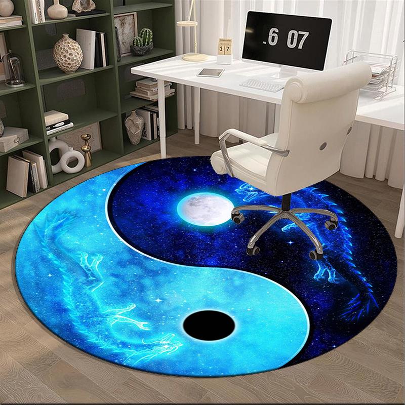 Yin-yang Mandala Design round carpet Chair cushion Round Entryway Rug, Soft Round Rugs for Living Room, Bedroom, Circle Carpet decor gifts