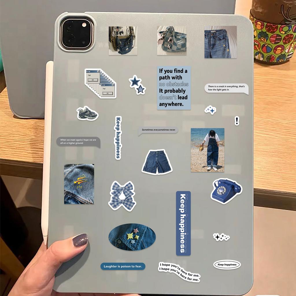 8 Cartoon Korean Blue Denim Collage DIY Small Elements That Can Be Decorated with Guka Hand Account Mobile Phone Case Notebook