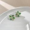 Green Floral Earrings - Japanese Korean Sweet Tea Series, High-End Whitening Ear Accessories