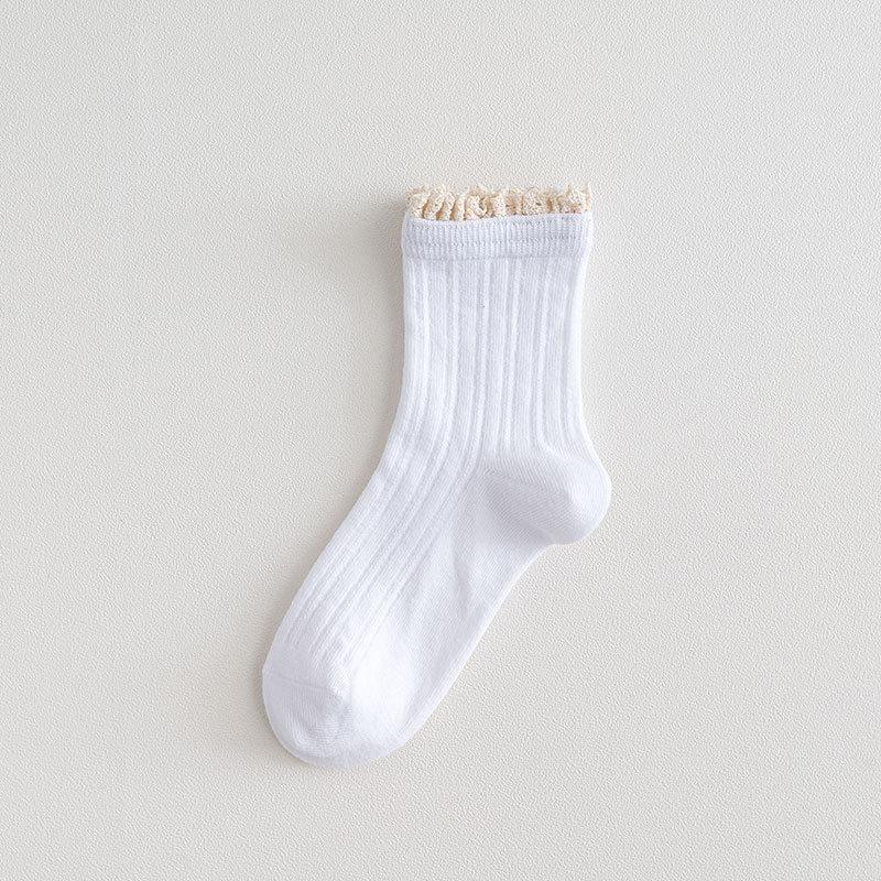 Meias Aleatórias 5 Pares Cor de Doce Meias Femininas Cano Médio Japonês Outono Inverno Espessura Média Moda Coreana Meia Personalidade Estilo Kawai