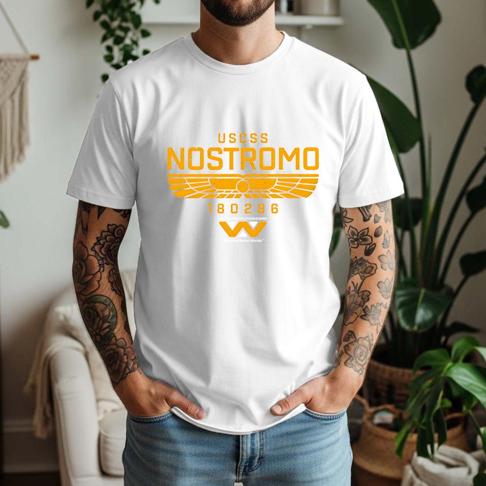 cotton t-shirt 2026 Summer 100% Cotton USCSS Nostromo Graphic Oversized Tee Nostromo Alien Sci-Fi Retro Themed Short Sleeve
