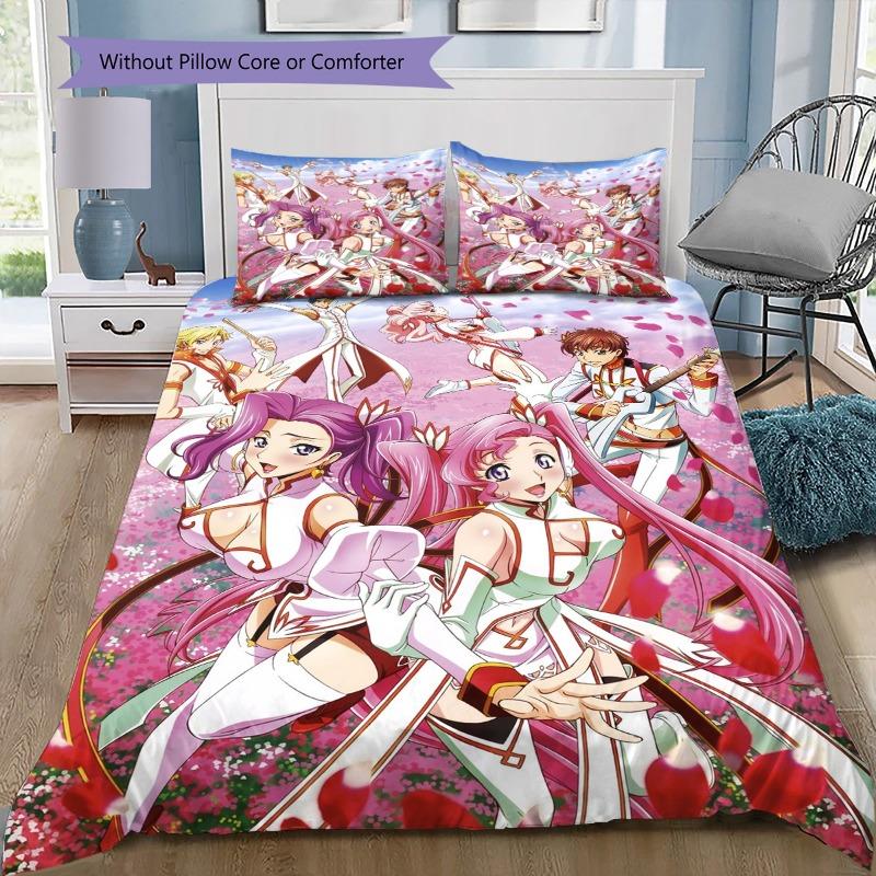Code Geass Sakura Scene Anime 3Pcs Bedding Set, Duvet Cover with 2 Pillowcases, No Comforter No Pillow Core
