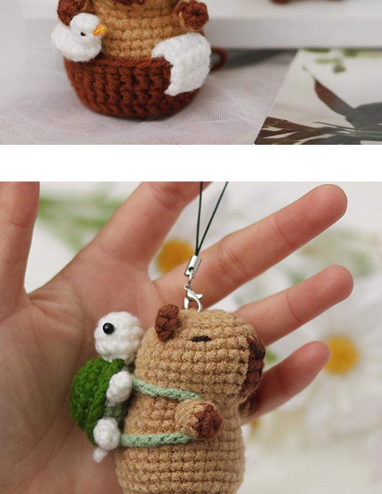 Handmade Capybara Crochet Kit: Beginner-Friendly DIY Wool Animal Pendant Set