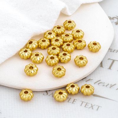 18k Matte Gold Frosted Pumpkin Spacer Beads for DIY Jewelry