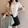 Summer New Sweet Loose T-shirt Slimming Embroidered Versatile High-end Women's Top
