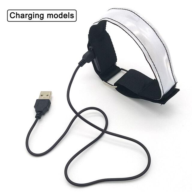 

Фонарь для бега со светодиодом, ночной предупреждающий рефлектор для езды на велосипеде, перезаряжаемый волоконно-оптический фонарь, простая установка белый