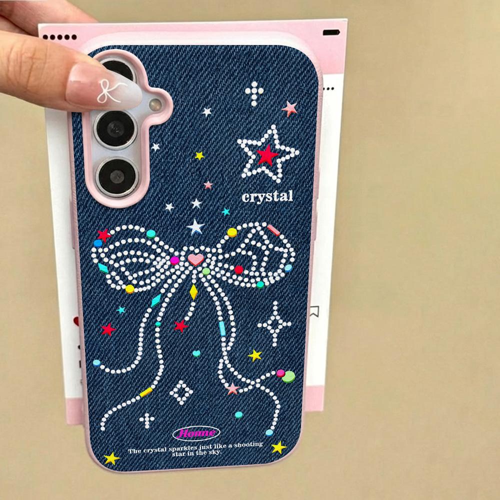 INS Bow Phone Case For Samsung A57 A37 A56 A16 A17 A55 A36 A53 A35 A34 A06 A07 A26 A05S S25 S26 Ultra S24 FE S23 Leather Cover