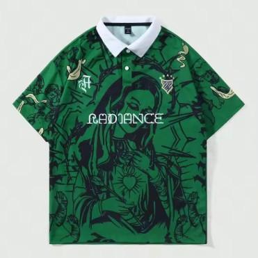 2026 summer new men's short-sleeved polo shirt with 3D angel print suitable for street casual fashion polo shirt