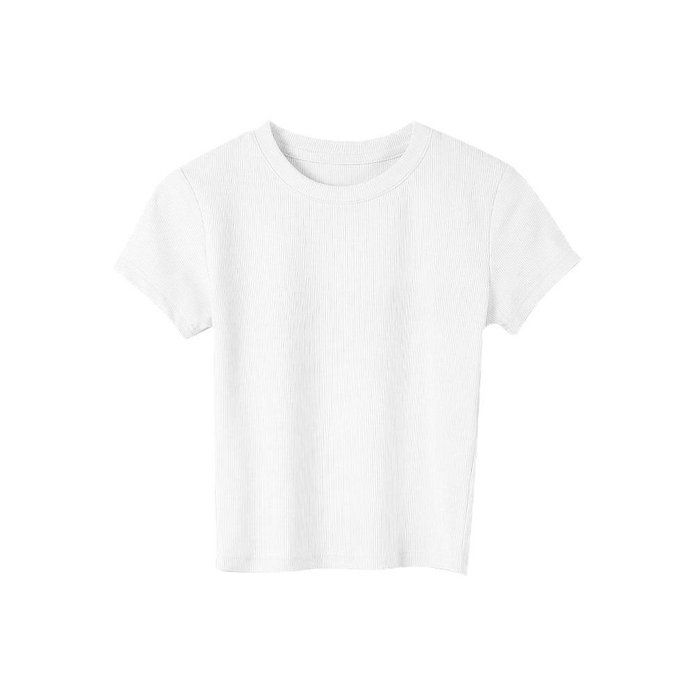 Basic Short Sleeve T Shirt Pullover Slim Crop Tops Solid Color Tees Shirts Women  Summer