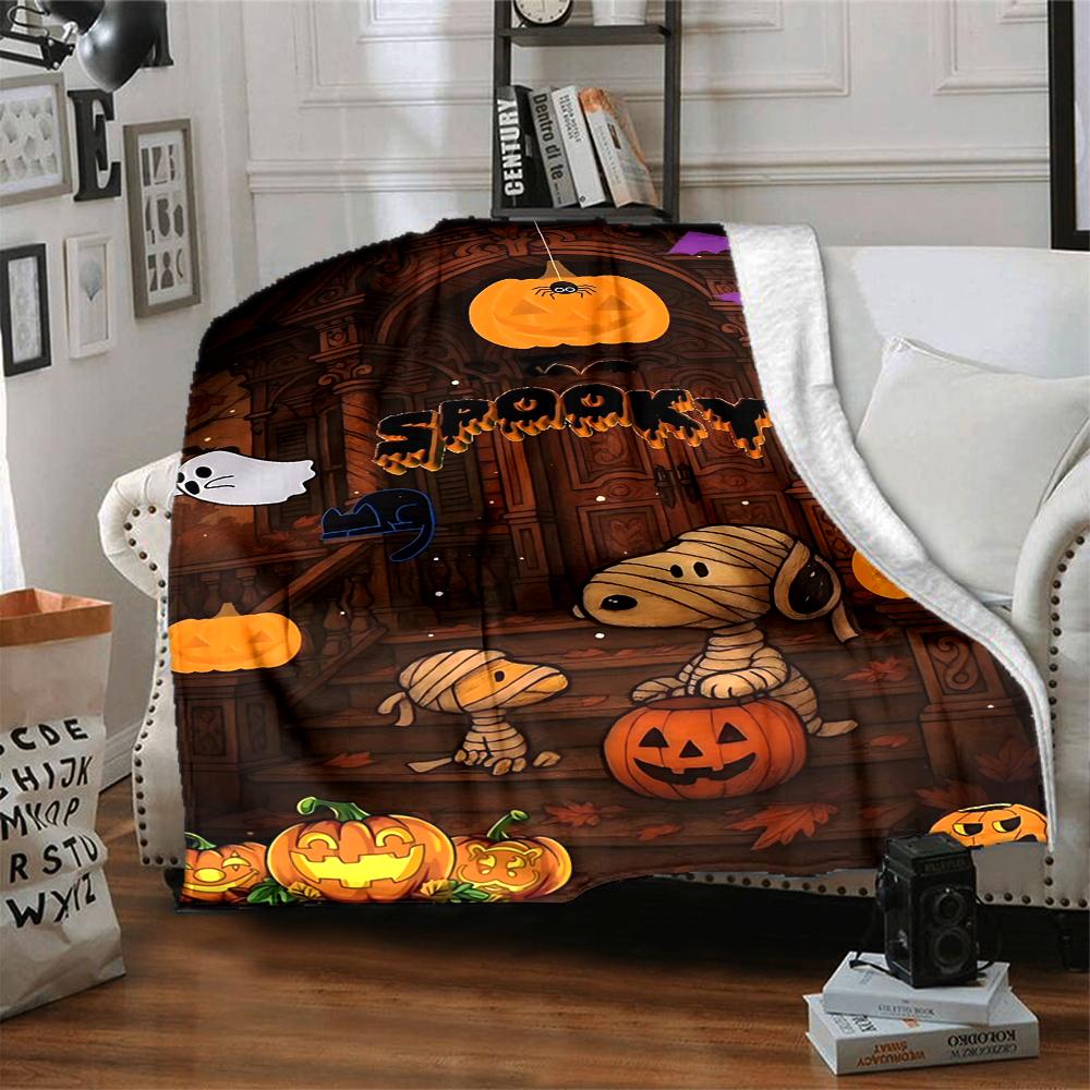 1Pc Snoopy'S Halloween Adventure Blanket Soft And Comfortable Casual Warm Camping Travel Christmas Halloween Gift M91797