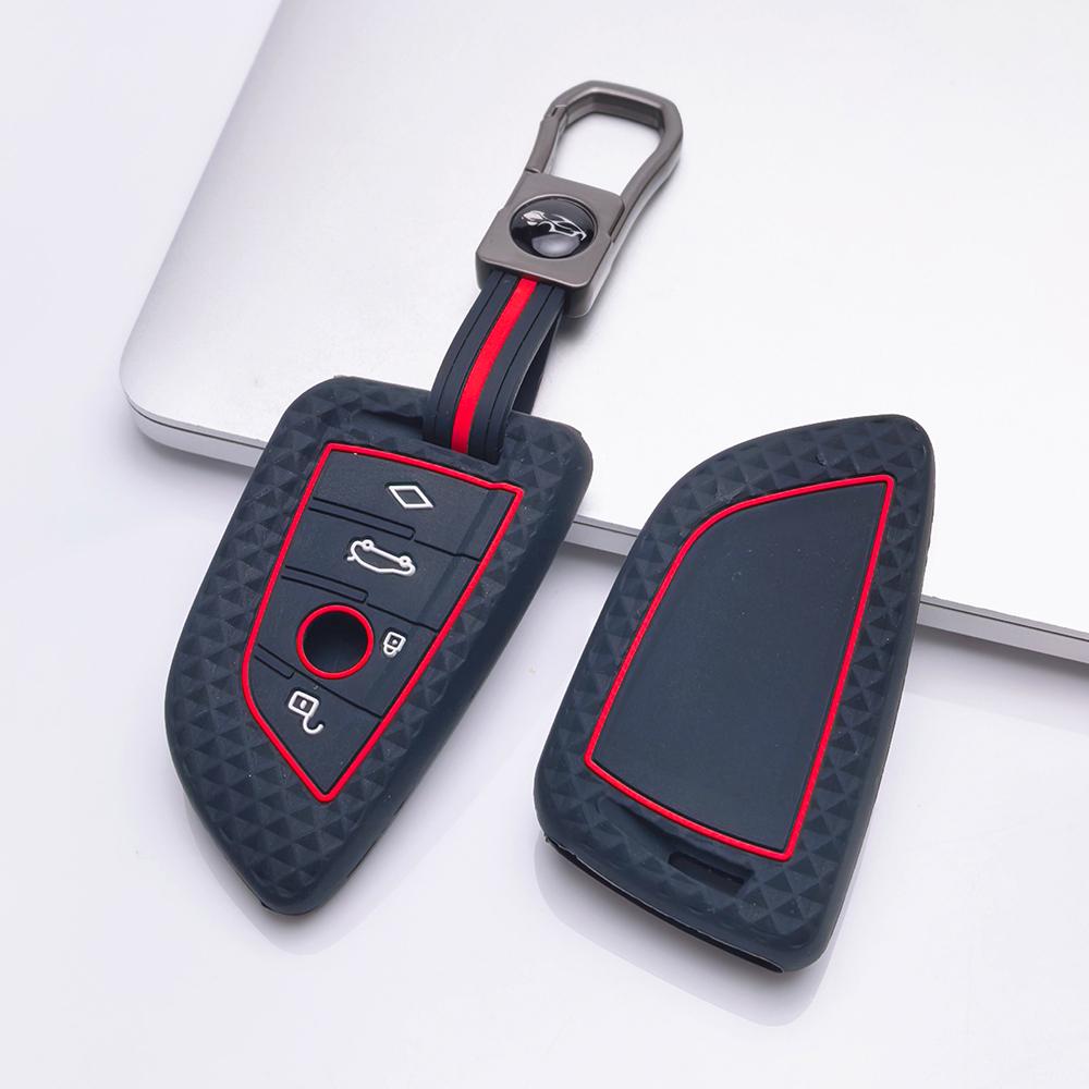 Key Fob Cover for BMW X3 X5 X7 with Keychain Anti-Scratch Guard Shockproof Protection Soft Grip Texture Responsive Button Touch Dust Resistant Cover