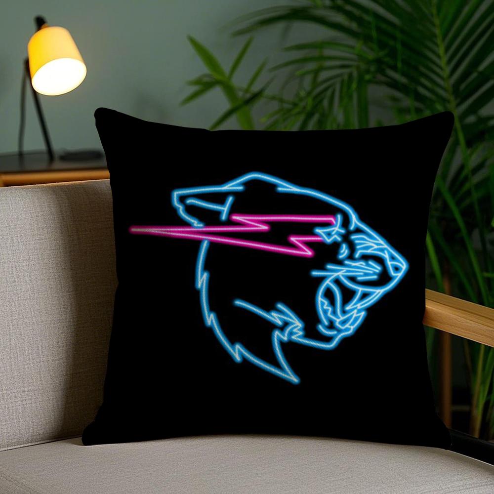 Funny Mr-B-Cute B-Beasts Cushion Cover Plush Fabric Soft Double-Sided Printed Invisible Zipper Sofa Pillow Case Home Decor