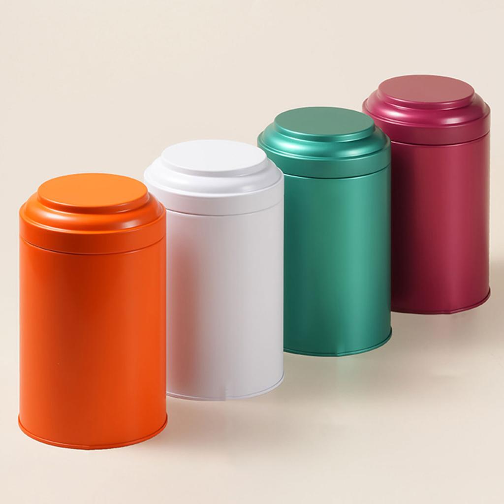Metal Tea Canisters Round Shape Metal Tins with Lids Empty Tins Box Containers Decorative Short Tinplate Bottle Tins