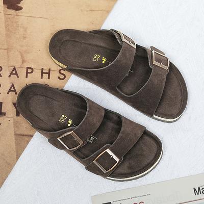 Komfort Strandurlaub Herren Kork Pantoletten Sommer Casual Doppelschnalle Zuhause Rutschfest Pantoletten Slip on Zehentrenner Unisex Stil Schuhe