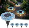 New Solar Outdoor Mosaic Round Disk Light Upgraded Waterproof Colored Glass LED Stake Light Garden Yard Decoration Auto-Sensing Color Change