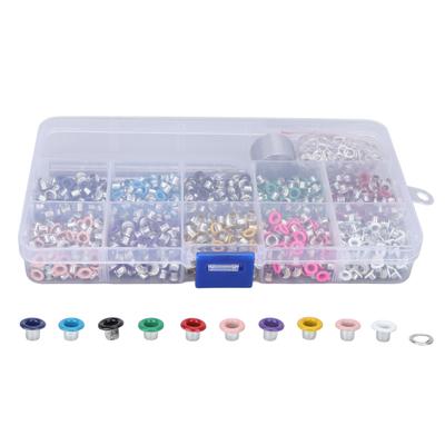 1000 Stück Ösenwerkzeug-Set Eisen Kunststoff Material DIY Herstellung 3mm 0,1in 10 Farben Beschichtung Ösen Set für Handwerk Schuhe